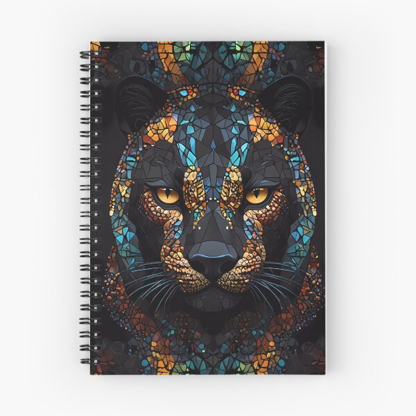 Item preview, Large Black Mosaic Panther Cat Blue and yellow Eyes designed and sold by FocusedArt.