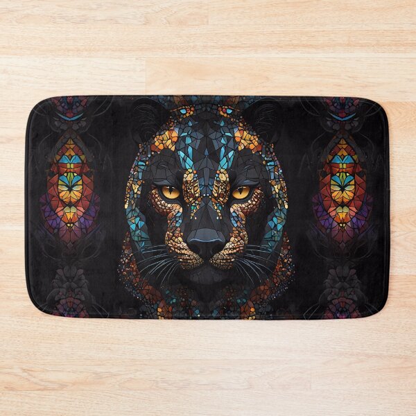 Item preview, Large Black Mosaic Panther Cat Blue and yellow Eyes designed and sold by FocusedArt.