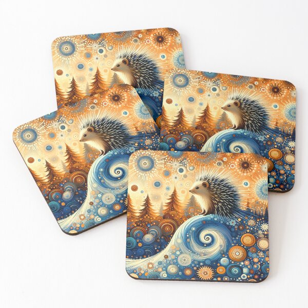Item preview, Stars and comets cute Hedgehog designed and sold by FOLK ART FUSION by heidiannemorris.