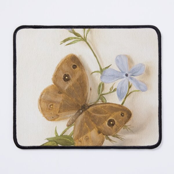 Item preview, Chinese Bush Brown butterfly on blue flower designed and sold by LigneaLuna.