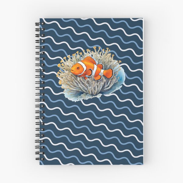 Item preview, Clownfish among anemones with wavy pattern background. Underwater artwork. Color sketch style  designed and sold by Andrey-Myagkov.