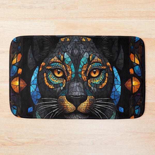 Item preview, Puma Black Mosaic Large Cat Yellow Eyes Stained Glass designed and sold by FocusedArt.