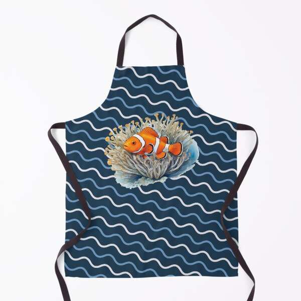 Item preview, Clownfish among anemones with wavy pattern background. Underwater artwork. Color sketch style  designed and sold by Andrey-Myagkov.