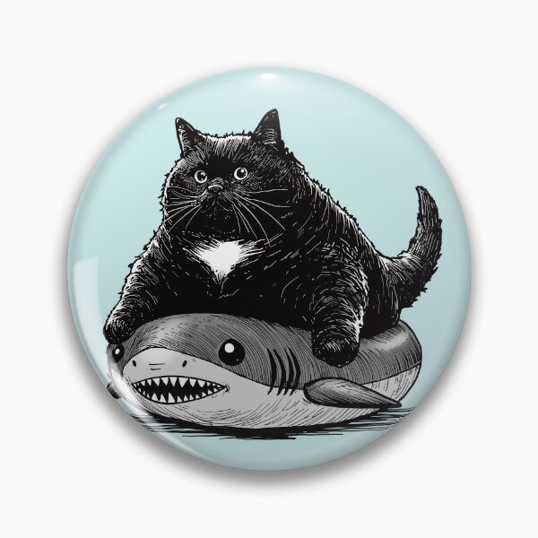 Item preview, Chonky Cat In A Shark Innertube designed and sold by KilkennyCat Art.