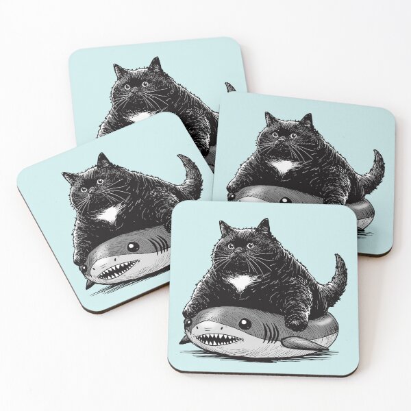 Item preview, Chonky Cat In A Shark Innertube designed and sold by KilkennyCat Art.
