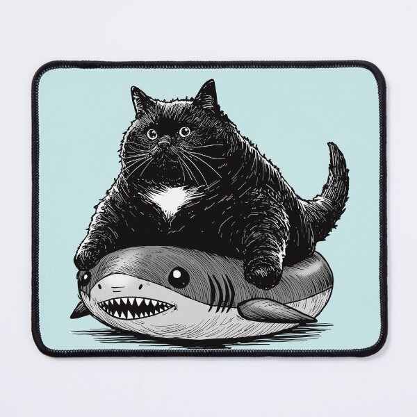 Item preview, Chonky Cat In A Shark Innertube designed and sold by KilkennyCat Art.