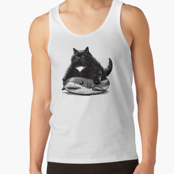 Item preview, Chonky Cat In A Shark Innertube designed and sold by KilkennyCat Art.