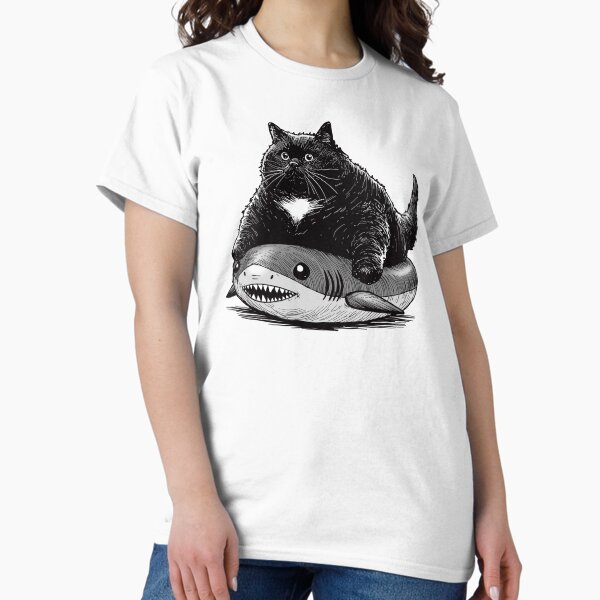 Item preview, Chonky Cat In A Shark Innertube designed and sold by KilkennyCat Art.