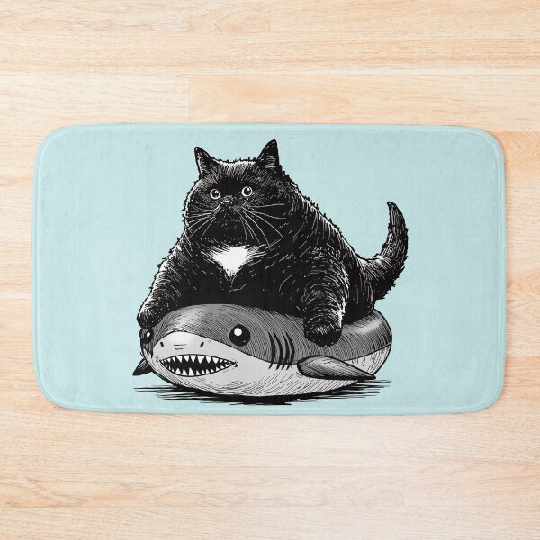 Item preview, Chonky Cat In A Shark Innertube designed and sold by KilkennyCat Art.