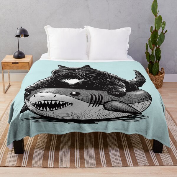 Item preview, Chonky Cat In A Shark Innertube designed and sold by KilkennyCat Art.