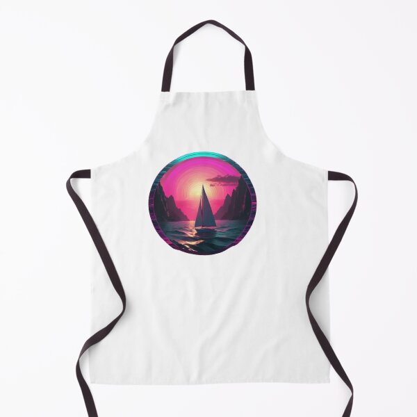 Item preview, Synthwave Sailboat on the Water During Sunset in Neon Colors designed and sold by EmeraldCauldren.