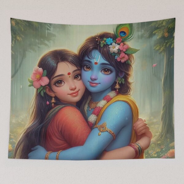 Item preview, Beautiful Radha Krishna Hugging Each Other designed and sold by VrindaArts.