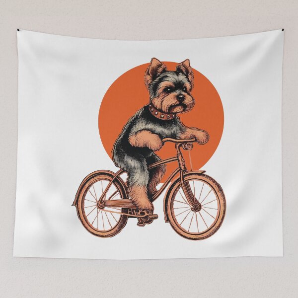 Item preview, Yorkshire Terrierdog riding a bicycle designed and sold by JawArts.