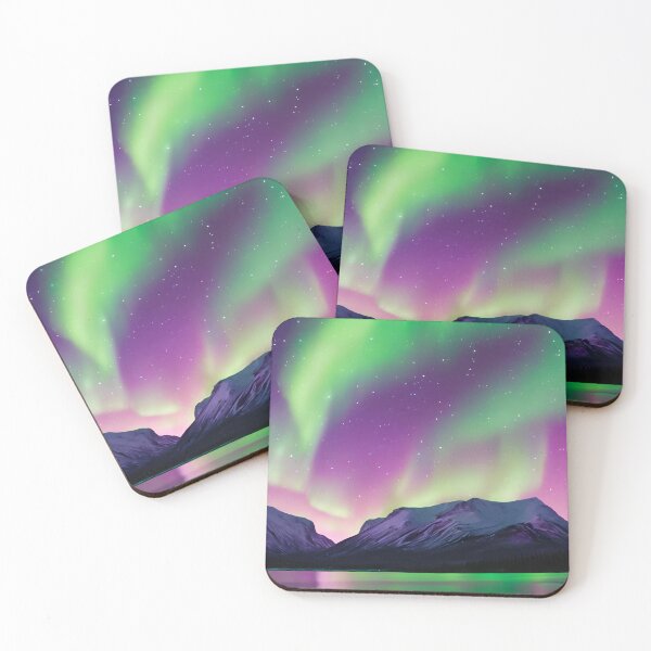 Item preview, Ethereal Northern Lights Over Mountain - Green and Purple Aurora Borealis designed and sold by Solsticexposure.