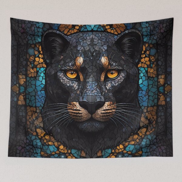 Item preview, Lioness Black Mosaic Stained Glass  designed and sold by FocusedArt.