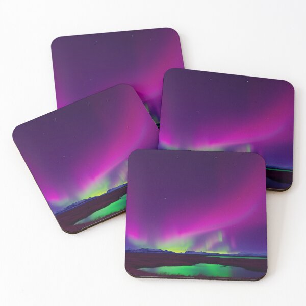 Item preview, Enchanting Northern Lights Over Lake and Grass - Green and Purple Aurora Borealis designed and sold by Solsticexposure.