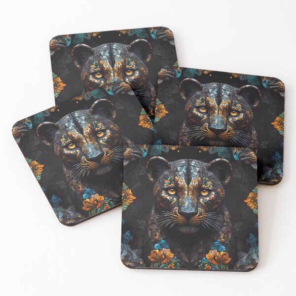 Item preview, Large Cat in Black with mosaic stained glass design designed and sold by FocusedArt.