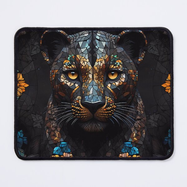 Item preview, Large Cat in Black with mosaic stained glass design designed and sold by FocusedArt.