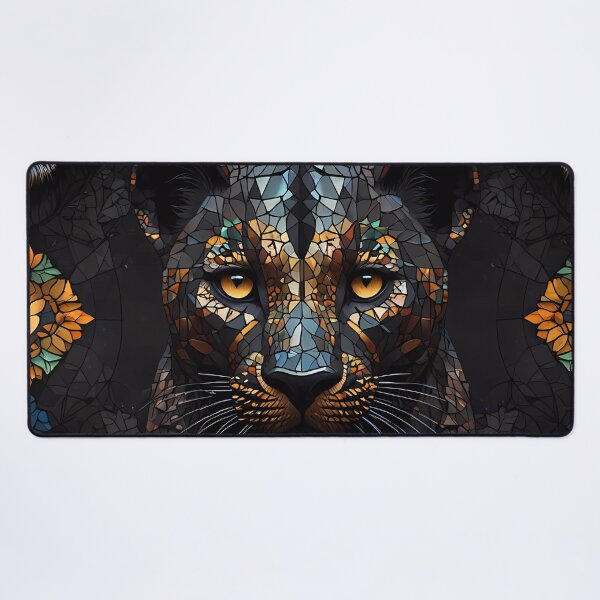 Item preview, Large Cat in Black with mosaic stained glass design designed and sold by FocusedArt.