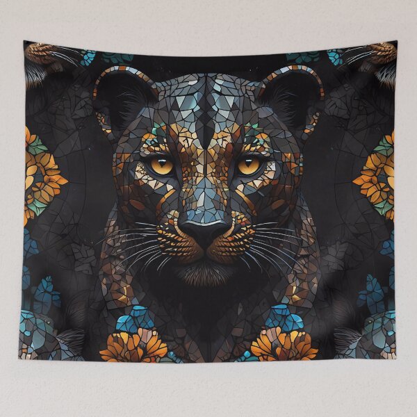 Item preview, Large Cat in Black with mosaic stained glass design designed and sold by FocusedArt.