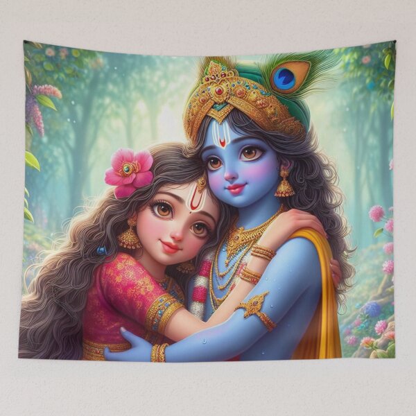 Item preview, Beautiful Radha Krishna Hugging Each Other designed and sold by VrindaArts.