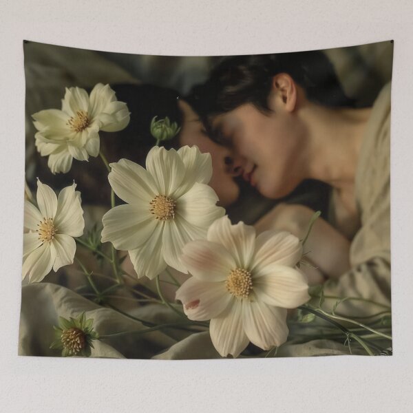 Item preview, Romantic Embrace with Cosmos Flowers Poetic Photography designed and sold by regnumsaturni.