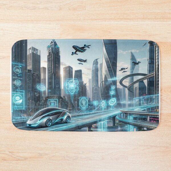 Item preview, modern city of the future With Tall Buildings and bridges, Urban reflection designed and sold by Tatty-shop.