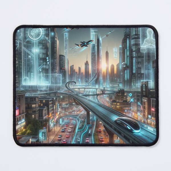 Item preview, modern city of the future With Tall Buildings and bridges sunset designed and sold by Tatty-shop.