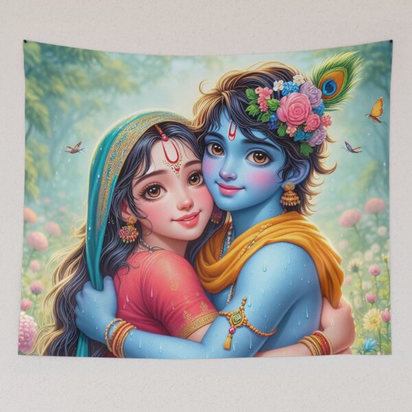 Item preview, Beautiful Radha Krishna Hugging Each Other designed and sold by VrindaArts.