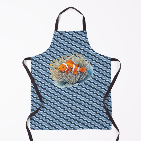 Item preview, Clownfish among anemones with wavy pattern background. Underwater artwork. Color sketch style  designed and sold by Andrey-Myagkov.
