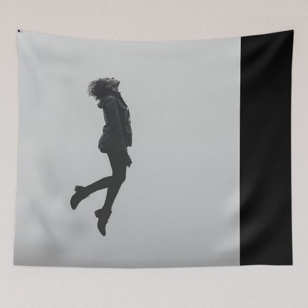 Item preview, Levitating Figure in Foggy Landscape Against Misty Sky – Minimalist Photography designed and sold by regnumsaturni.