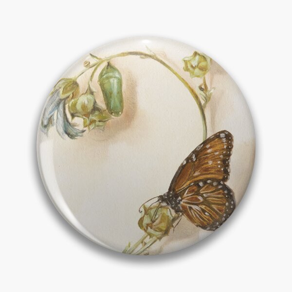 Item preview, Queen butterfly and pupa on a marshmallow flower designed and sold by LigneaLuna.