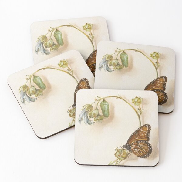 Item preview, Queen butterfly and pupa on a marshmallow flower designed and sold by LigneaLuna.