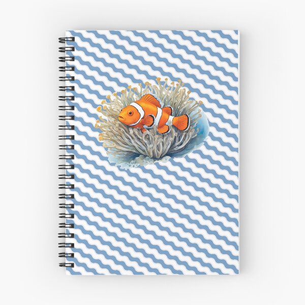 Item preview, Clownfish among anemones with wavy pattern background. Underwater artwork. Color sketch style  designed and sold by Andrey-Myagkov.