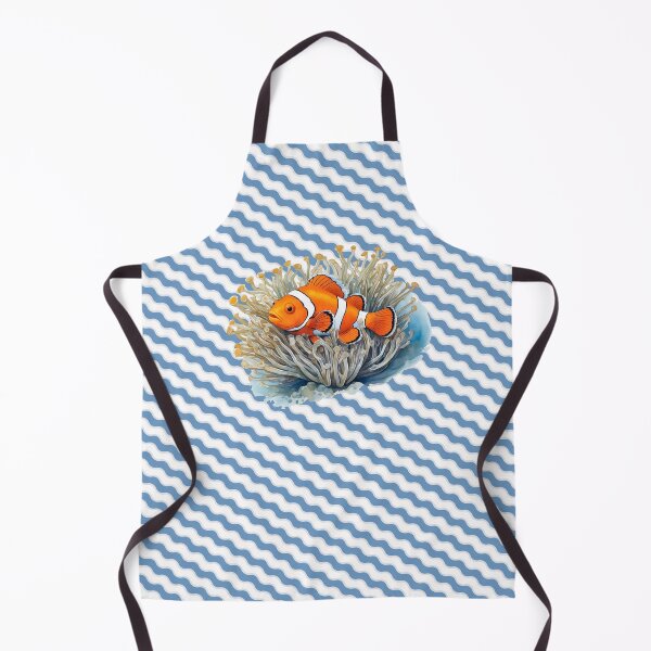 Item preview, Clownfish among anemones with wavy pattern background. Underwater artwork. Color sketch style  designed and sold by Andrey-Myagkov.