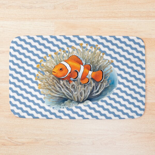 Item preview, Clownfish among anemones with wavy pattern background. Underwater artwork. Color sketch style  designed and sold by Andrey-Myagkov.