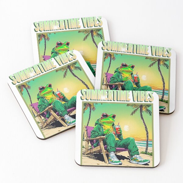 Item preview, Cool Frog on a Lounge chair chillin at the Beach in watercolor paint designed and sold by EmeraldCauldren.