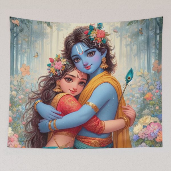 Item preview, Beautiful Radha Krishna Hugging Each Other designed and sold by VrindaArts.