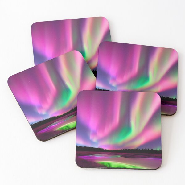 Item preview, Ethereal Northern Lights Over Grass Field - Green and Purple Aurora Borealis designed and sold by Solsticexposure.