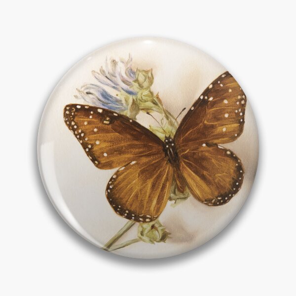 Item preview, Queen butterfly on a marshmallow plant designed and sold by LigneaLuna.