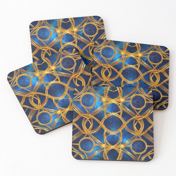 Item preview, The gold lines in the aquamarine background  designed and sold by ployupson.