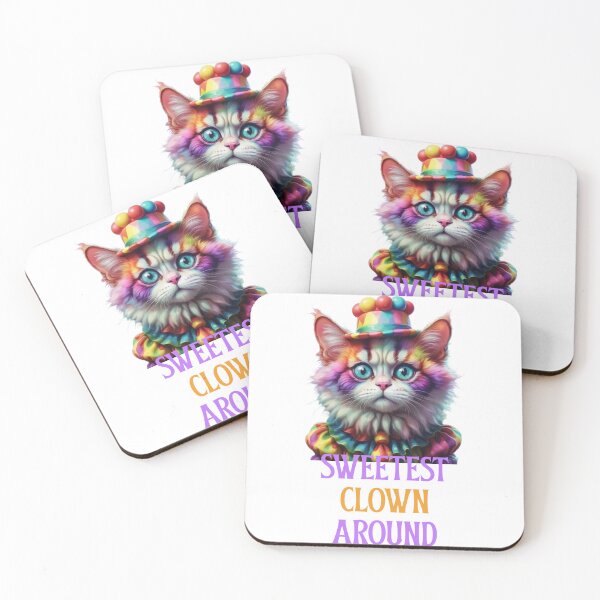 Item preview, Adorable Sad Clown Cat "Sweetest Clown Around" in watercolor paint designed and sold by EmeraldCauldren.