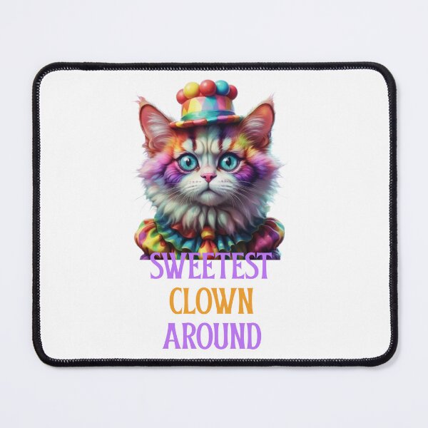 Item preview, Adorable Sad Clown Cat "Sweetest Clown Around" in watercolor paint designed and sold by EmeraldCauldren.