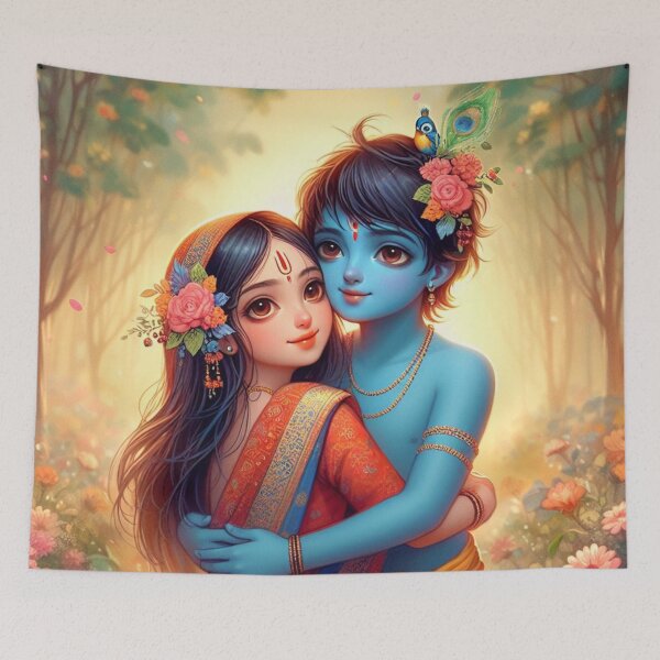 Item preview, Beautiful Radha Krishna Hugging Each Other designed and sold by VrindaArts.