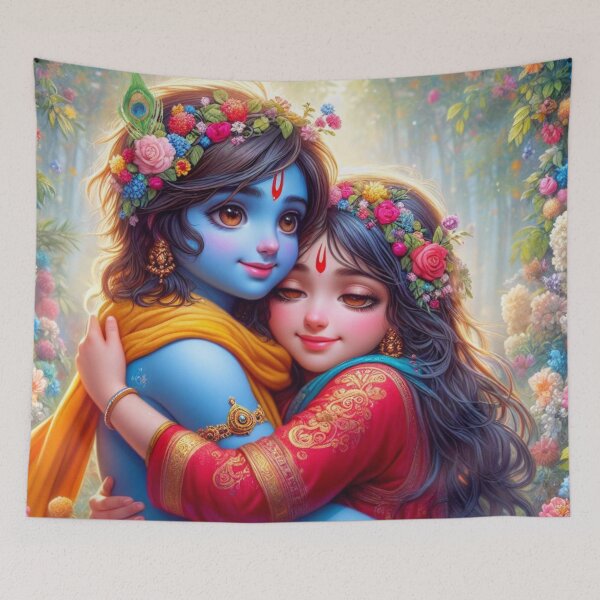 Item preview, Beautiful Radha Krishna Hugging Each Other designed and sold by VrindaArts.