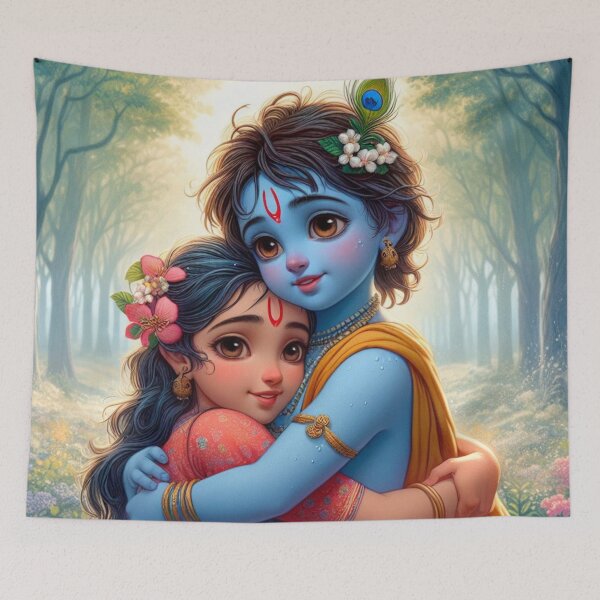 Item preview, Beautiful Radha Krishna Hugging Each Other designed and sold by VrindaArts.