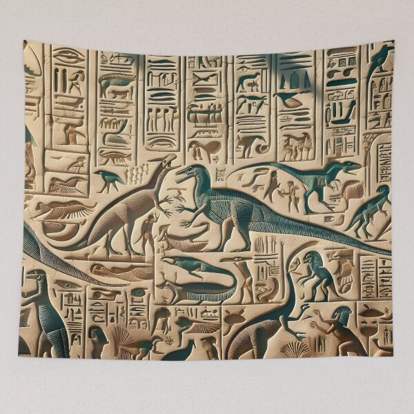 Item preview, Hieroglyphs with Dinosaurs: Unique Art Design designed and sold by PandaTShirtShop.