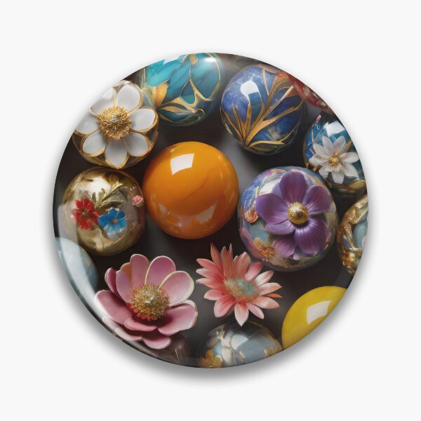 Item preview, 3D Marble Spheres, Balls with floral design, colorful flowers, trendy stylish background designed and sold by HAKKI ARSLAN.