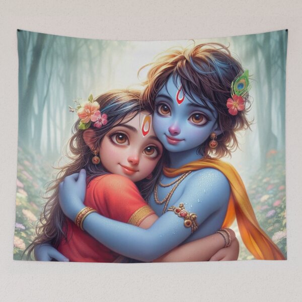 Item preview, Beautiful Radha Krishna Hugging Each Other designed and sold by VrindaArts.