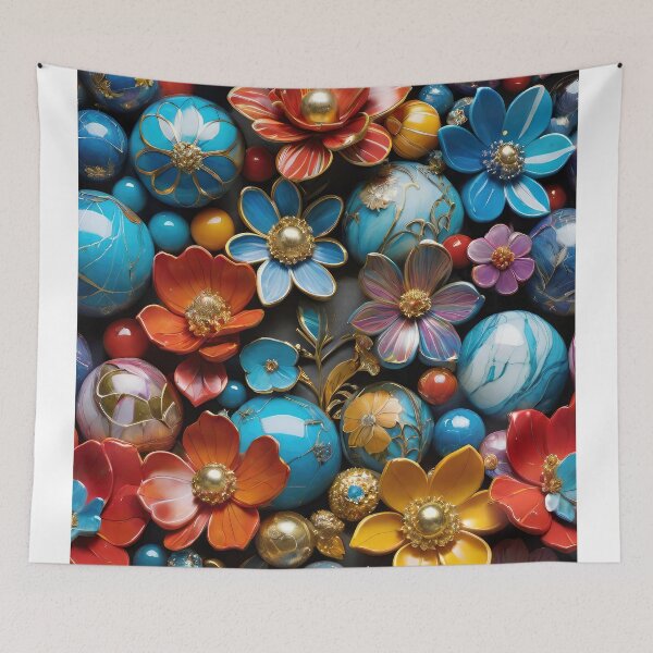 Item preview, 3D Marble Spheres, Balls with floral design, colorful flowers, trendy stylish background designed and sold by HAKKI ARSLAN.